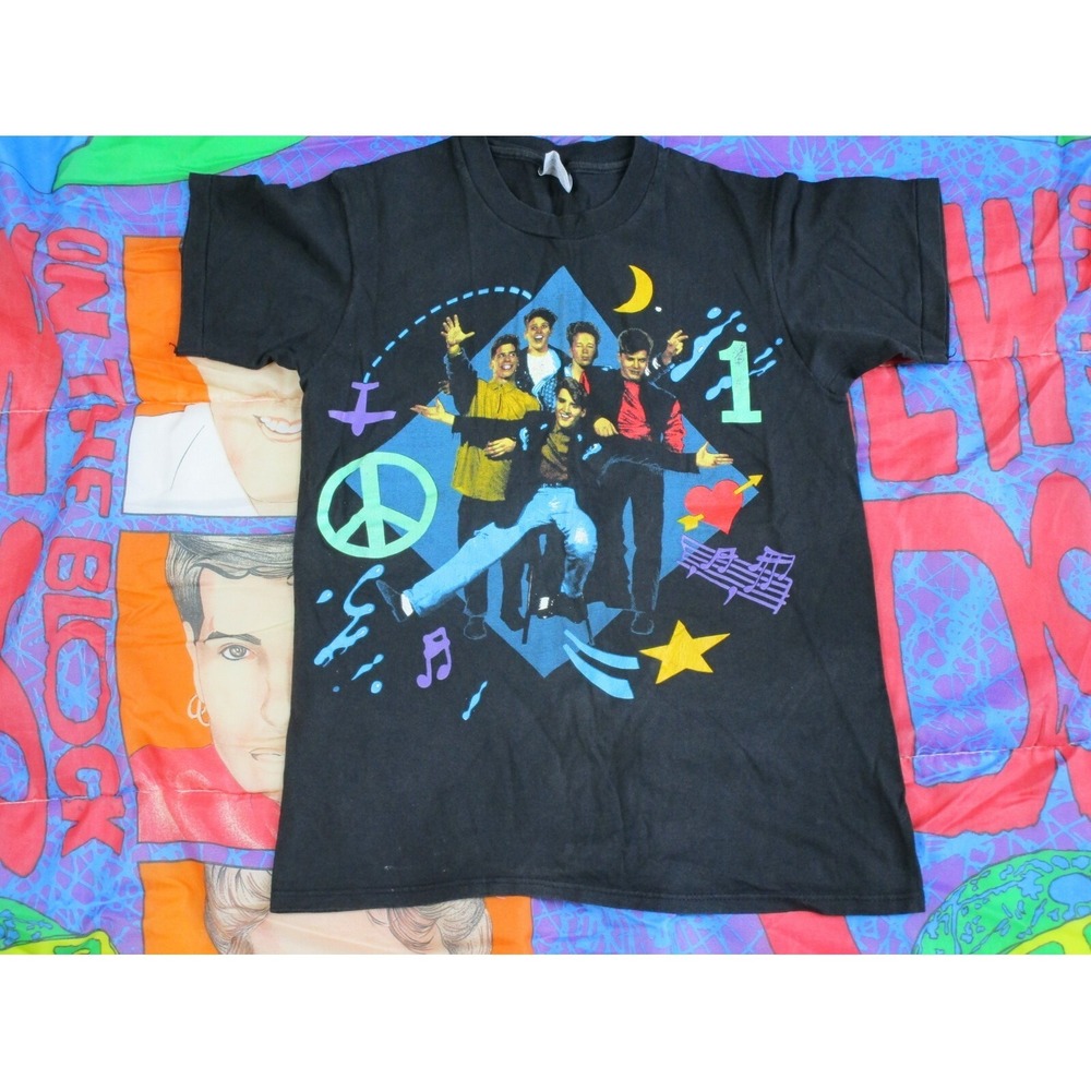 Vintage 1989 1990 NKOTB New Kids On The Block Shirt (S) AOP Backstreet NSYNC VTG